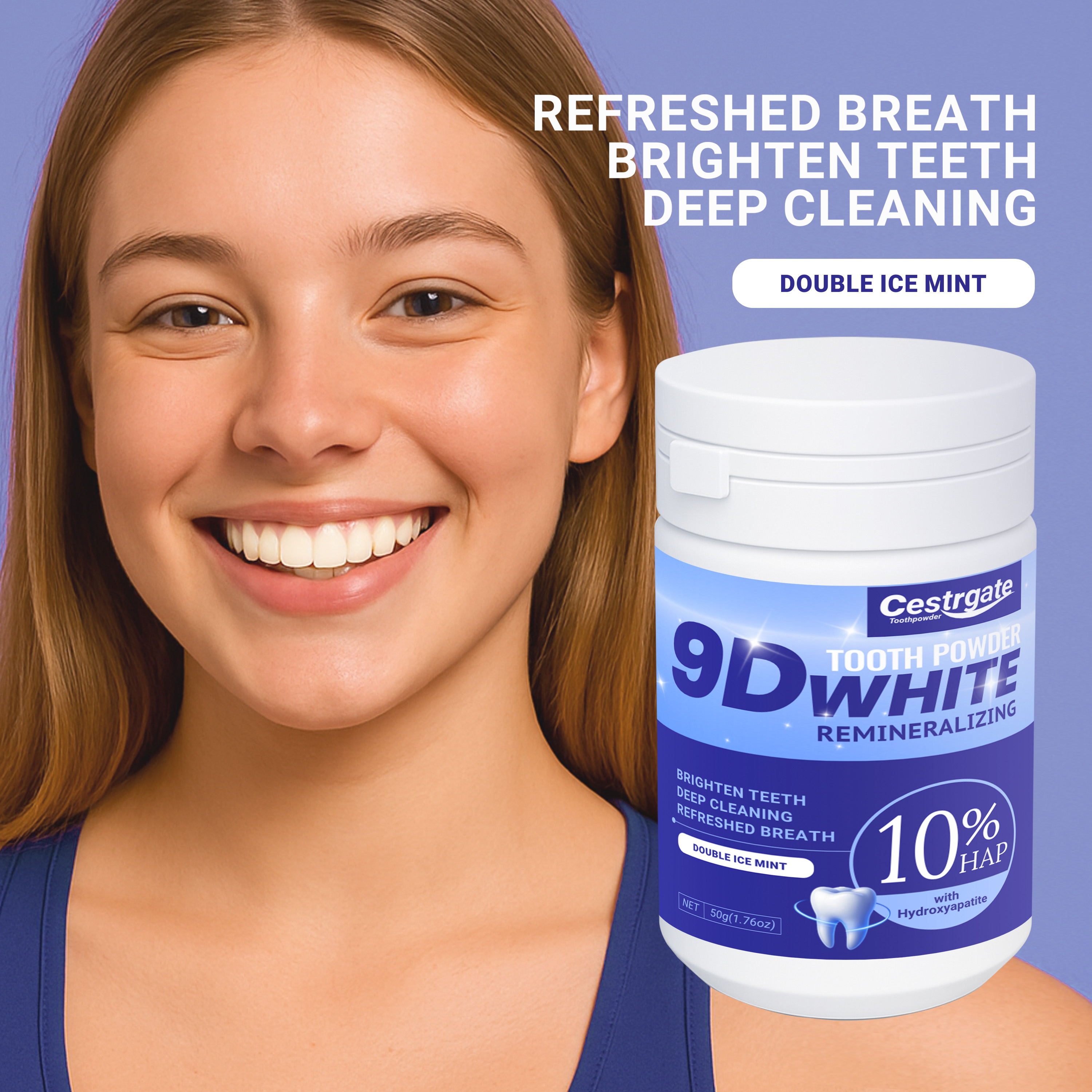 Teeth Whitening Co - 9D Hydroxyapatite Teeth Whitening Powder, 50g/1.76.Oz