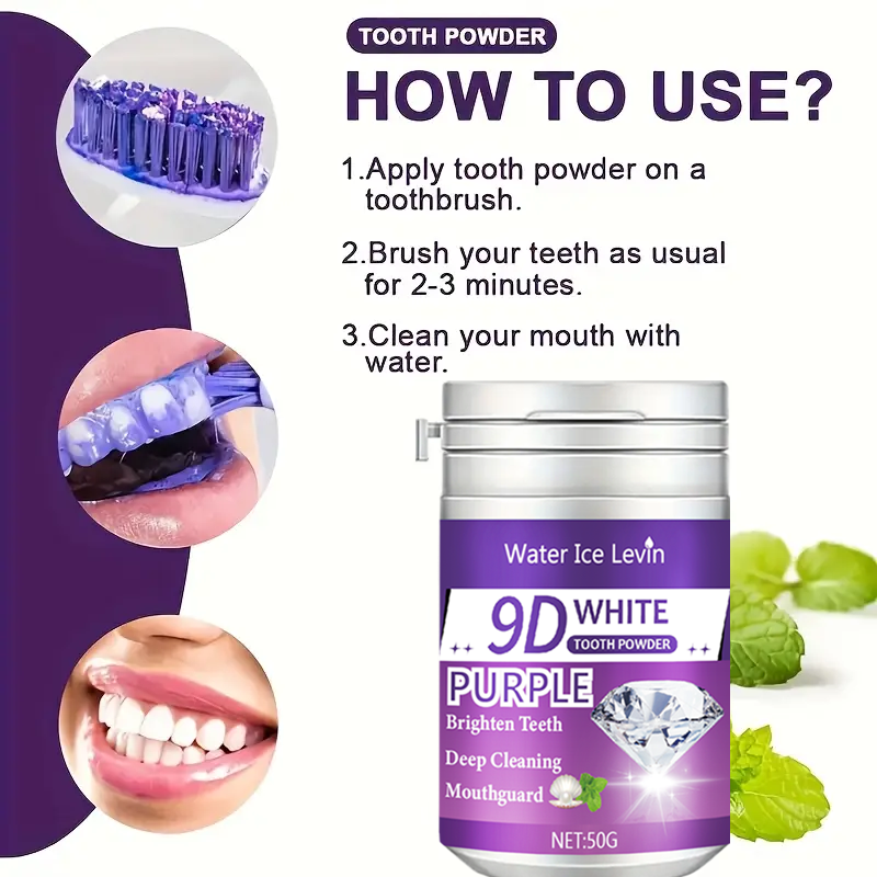 9D White Purple Toothpowder. B – Teeth Whitening Co Bewertung und Preis